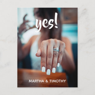 Casual script Ja! Aankondiging verloving Briefkaart