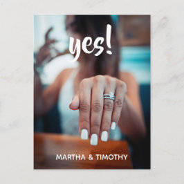 Casual script Ja! Aankondiging verloving Briefkaart