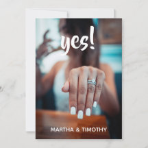 Casual script Ja! Foto Verloving Aankondiging