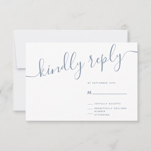 Casual Script Kindly Reply Wedding RSVP Kaartje (Voorkant)