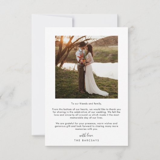 Casual script met Heart Weddenfoto Bedankkaart (Achterkant)