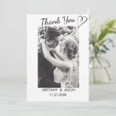Casual script met Heart Weddenfoto Hartelijk dank Kaart (Staand voorkant)