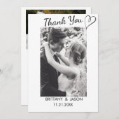 Casual script met Heart Weddenfoto Hartelijk dank Kaart (Voorkant / Achterkant)