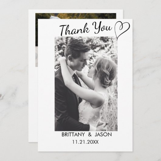 Casual script met Heart Weddenfoto Hartelijk dank Kaart (Voorkant / Achterkant)