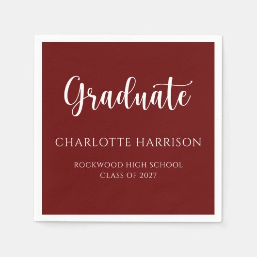 Casual Script Modern Afstuderen Papier Servet (Voorkant)