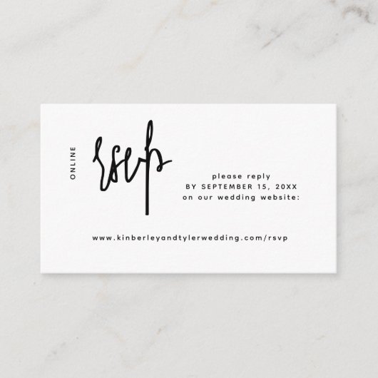 Casual script modern bruiloft online rsvp informatiekaartje (Voorkant)