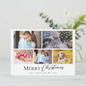 Casual Script Multi foto Vrolijk kerstfeest Feestdagenkaart (Staand voorkant)