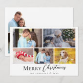 Casual Script Multi foto Vrolijk kerstfeest Feestdagenkaart (Voorkant / Achterkant)