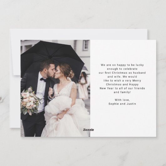 Casual Script Multi Photo Grid, gehuwd en helder Feestdagenkaart (Achterkant)