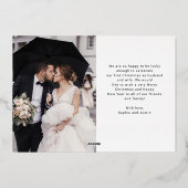 Casual Script Multi Photo Grid, gehuwd en helder Folie Feestdagenkaart (Achterkant)