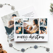 Casual Script Multi Photo Grid | Vrolijk kerstfees Feestdagenkaart
