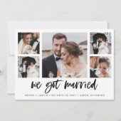 Casual Script Multi Photo Huwelijksaankondiging Kaart (Voorkant)