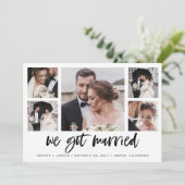Casual Script Multi Photo Huwelijksaankondiging Kaart (Staand voorkant)