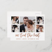 Casual script Multi Photo Wedding Announding Folie Uitnodiging Briefkaart (Voorkant / Achterkant)