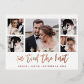 Casual script Multi Photo Wedding Announding Folie Uitnodiging Briefkaart (Voorkant)