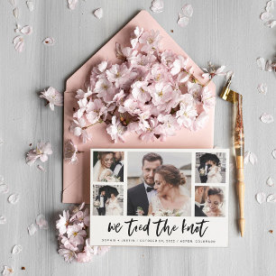 Casual script Multi Photo Wedding Announding Kaart