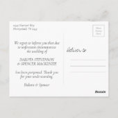 Casual Script | Navy Blue Grey Postponed Wedding Briefkaart (Achterkant)