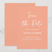 Casual Script Peach Typografie Trouwen Save The Date (Voorkant / Achterkant)