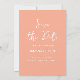 Casual Script Peach Typografie Trouwen Save The Date