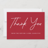 Casual Script Red Wedding Bedankkaart (Voorkant)
