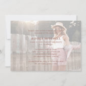 Casual Script Roos Gold Two Photo Graduparty Kaart (Achterkant)