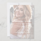 Casual Script Roos Gold Two Photo Graduparty Kaart (Achterkant)