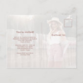 Casual Script Roos Gold Two Photo Graduparty Uitnodiging Briefkaart (Achterkant)