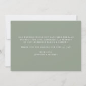 Casual Script Sage Green Photo Wedding Bedankkaart (Achterkant)