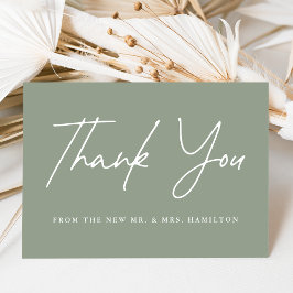 Casual Script Sage Green Wedding Bedankkaart