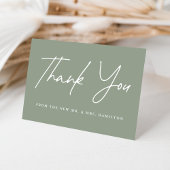 Casual Script Sage Green Wedding Bedankkaart