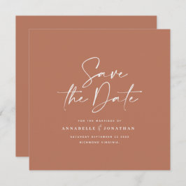 Casual script terracotta typografie bruiloft behal save the date