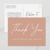 Casual script Terracotta Wedding Bedankt Briefkaart (Voorkant / Achterkant)