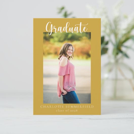 Casual script twee foto | Aankondiging Afstuderen (Staand voorkant)