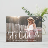 Casual Script | Twee foto afstudeerfeest Kaart (Staand voorkant)