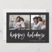 Casual script twee fotoraster | PRETTIGE FEESTDAGE Feestdagenkaart (Voorkant)