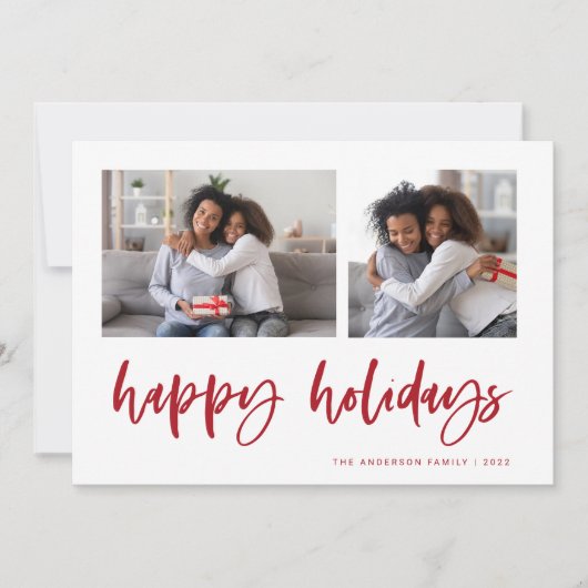 Casual script twee fotoraster | PRETTIGE FEESTDAGE Feestdagenkaart (Voorkant)