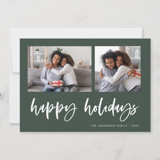 Casual script twee fotoraster | PRETTIGE FEESTDAGE Feestdagenkaart (Voorkant)