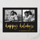 Casual script twee fotoraster | PRETTIGE FEESTDAGE Folie Feestdagenkaart (Voorkant)