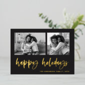 Casual script twee fotoraster | PRETTIGE FEESTDAGE Folie Feestdagenkaart (Staand Voorkant)