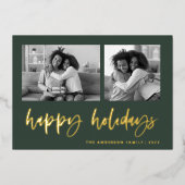 Casual script twee fotoraster | PRETTIGE FEESTDAGE Folie Feestdagenkaart (Voorkant)