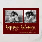 Casual script twee fotoraster | PRETTIGE FEESTDAGE Folie Feestdagenkaart (Voorkant)