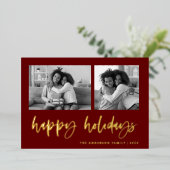 Casual script twee fotoraster | PRETTIGE FEESTDAGE Folie Feestdagenkaart (Staand Voorkant)