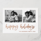 Casual script twee fotoraster | PRETTIGE FEESTDAGE Folie Feestdagenkaart (Voorkant)