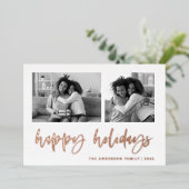 Casual script twee fotoraster | PRETTIGE FEESTDAGE Folie Feestdagenkaart (Staand Voorkant)