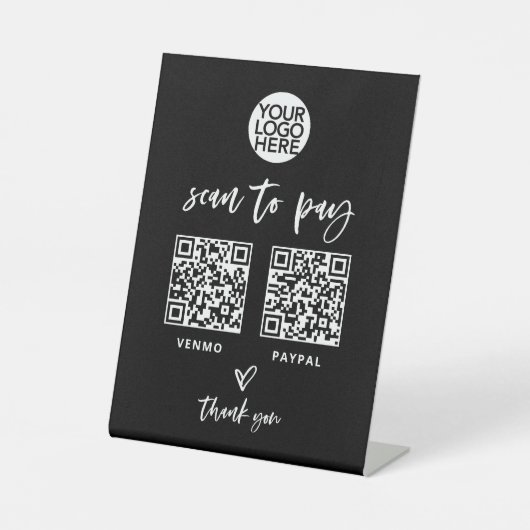 Casual Script | Twee manieren om scanbare QR-code Reclamebord Met Voetstuk (Voorkant)