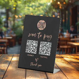 Casual Script | Twee manieren om scanbare QR-code  Reclamebord Met Voetstuk