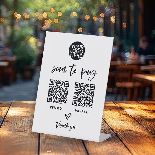 Casual Script | Twee manieren om scanbare QR-code  Reclamebord Met Voetstuk
