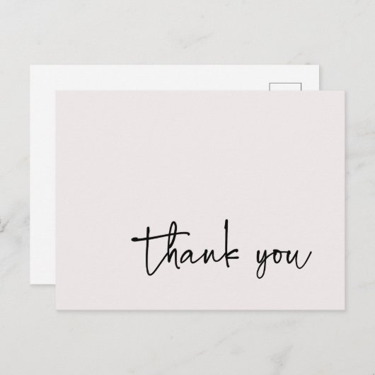 Casual Script Typografie Ecru Dank u Briefkaart (Voorkant / Achterkant)