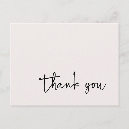 Casual Script Typografie Ecru Dank u Briefkaart (Voorkant)