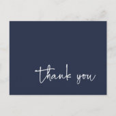 Casual Script Typografie Navy Blue Bedankt Briefkaart (Voorkant)